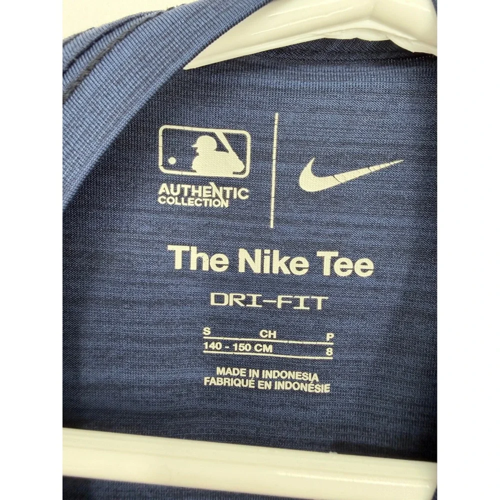 Nike T-Shirt New York Yankees Dri-FIT Boys Size S 8 Navy Blue Baseball Graphic